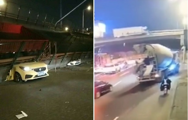 بالفيديو.. انهيار جسر على طريق مزدحم بالسيارات في الصين