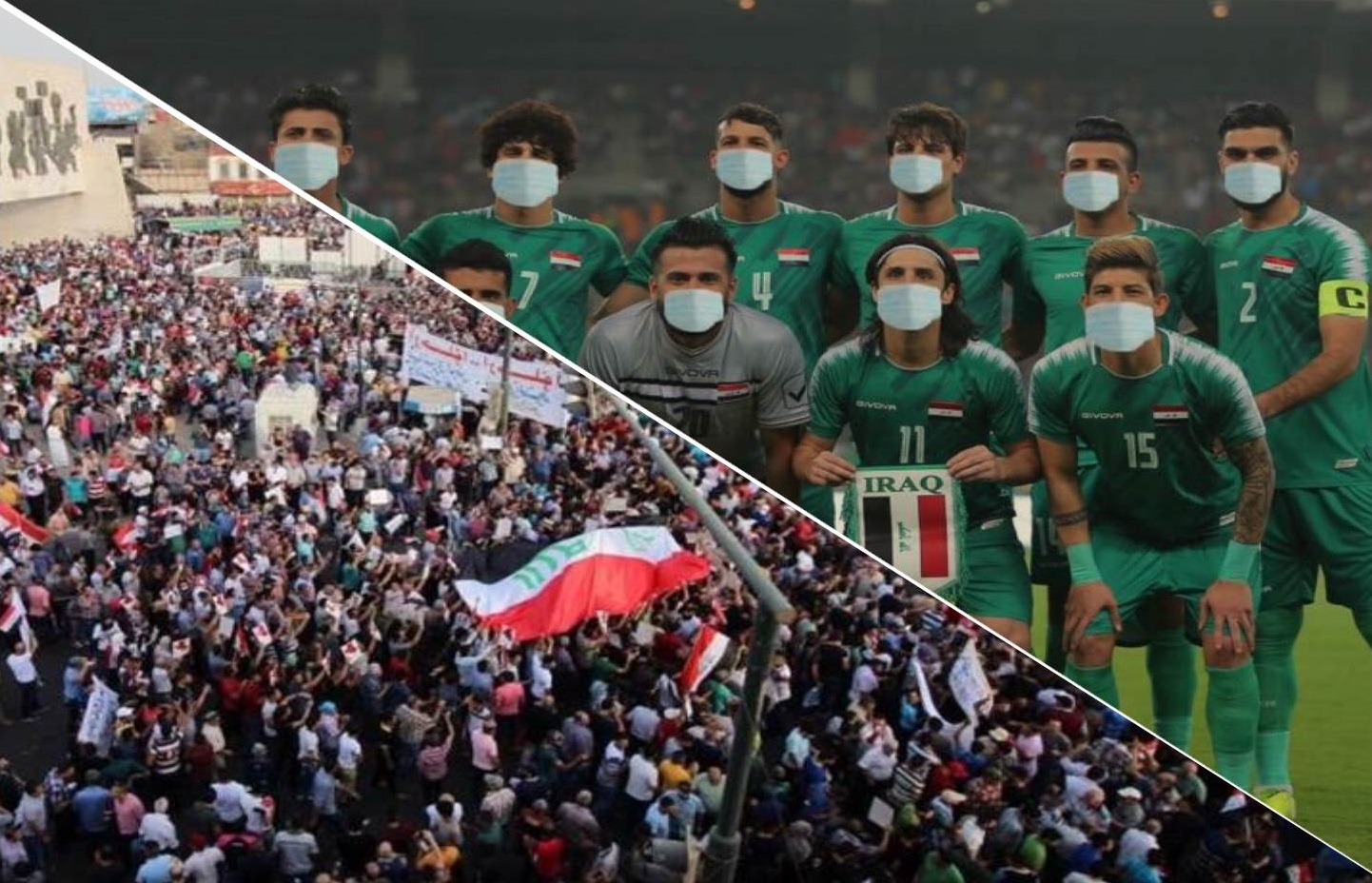نداء للمنتخب الوطني والجماهير لأرتداء (الكمامات) قبل انطلاق مباراة ايران