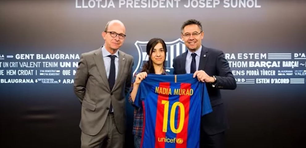 برشلونة يهنىء بفوز نادية مراد بجائزة نوبل للسلام